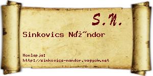 Sinkovics Nándor névjegykártya