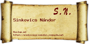 Sinkovics Nándor névjegykártya